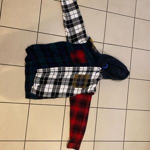 urban outfitters patchwork hooded flannel